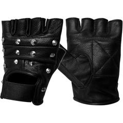 Перчатки беспалые кожаные с шипами MIL-TEC Biker Gloves Черные