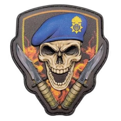 Шеврон Череп в береті Національної гвардії України об'ємний, Navy Blue