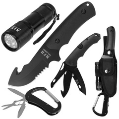 Туристичний набір ножів MFH Knife Set with LED , Black 45451A Viktailor