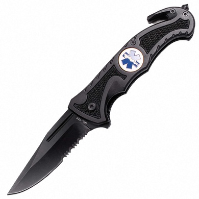 Нож складной спасательный MIL-TEC «Rescue» Black 15323000 Viktailor