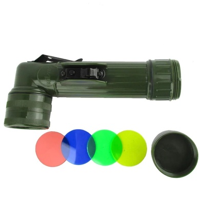 Тактический светодиодный фонарь MIL-TEC LED Medium Anglehead Flashlight Olive 15143101 Viktailor
