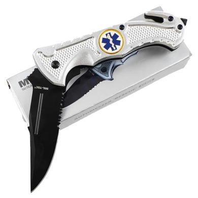 Нож складной спасательный MIL-TEC «Rescue» Silver 15323018 Viktailor