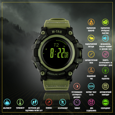 M-Tac годинник тактичний Adventure Black/Olive 50005001 Viktailor