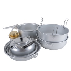 Набір посуду туристичний MIL-TEC Cook Set з пальником Сріблястий 14700500 Viktailor