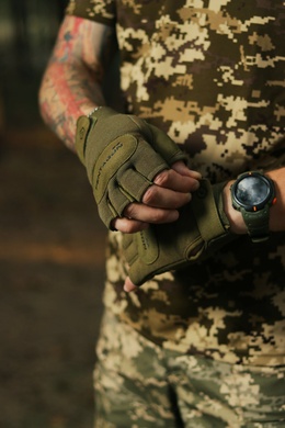 Рукавиці тактичні безпалі Pentagon Duty Mechanic 1/2 Gloves Olive Green P20010-SH-06-L Viktailor