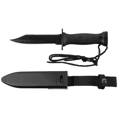 Ніж Combat Knife MK3, black, plastic handle, sheath з пластиковим чохлом 44095 Viktailor