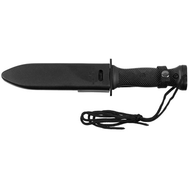 Ніж Combat Knife MK3, black, plastic handle, sheath з пластиковим чохлом 44095 Viktailor