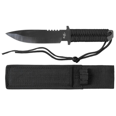 Нож тактический Fox Outdoor с нейлоновым шнуром Черный 44496 Viktailor