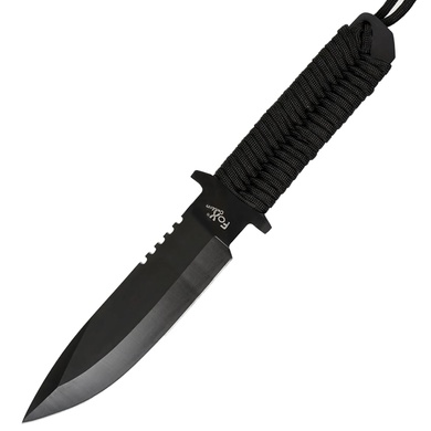 Нож тактический Fox Outdoor с нейлоновым шнуром Черный 44496 Viktailor