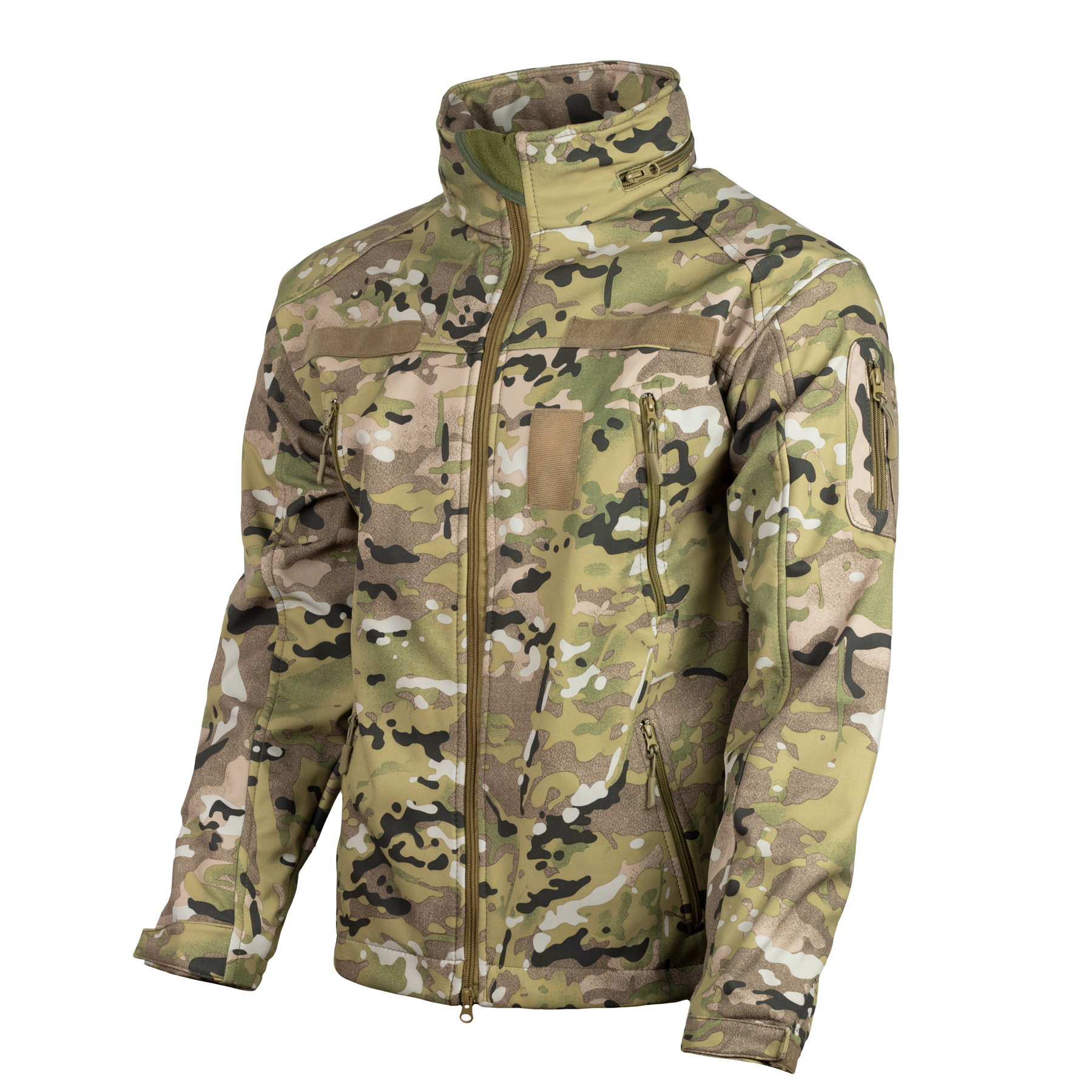 Куртка с липучками для шевронов Vik-Tailor SoftShell, MultiCam