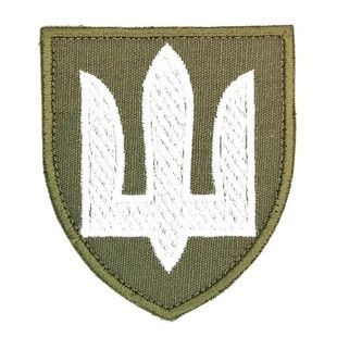 Шеврон Тризуб Білий на Оливі 011300067 Viktailor