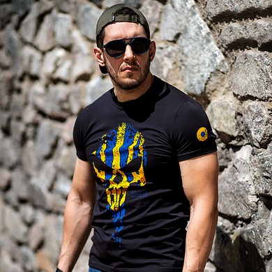 M-Tac футболка Месник Black/Yellow/Blue Черная !80016002 Viktailor