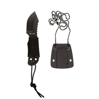 Нож шейный MIL-TEC с паракордовой ручкой Черный 15398400 Viktailor
