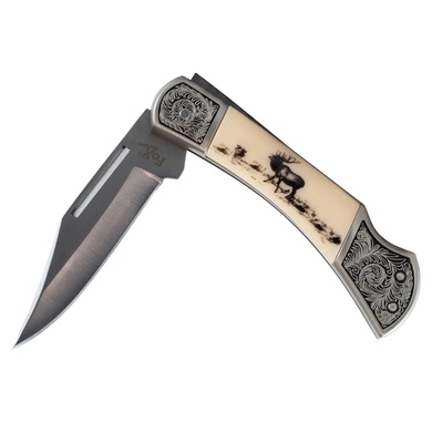 Нож складной Fox Outdoor «Jäger» с орнаментом Белый 44853 Viktailor