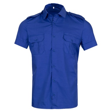 Рубашка с коротким рукавом Голубая 45602111 Viktailor