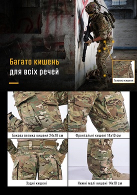 Бойові штани IDOGEAR G3 Combat Pants Multicam з наколінниками IG-PA3201-49-L Viktailor