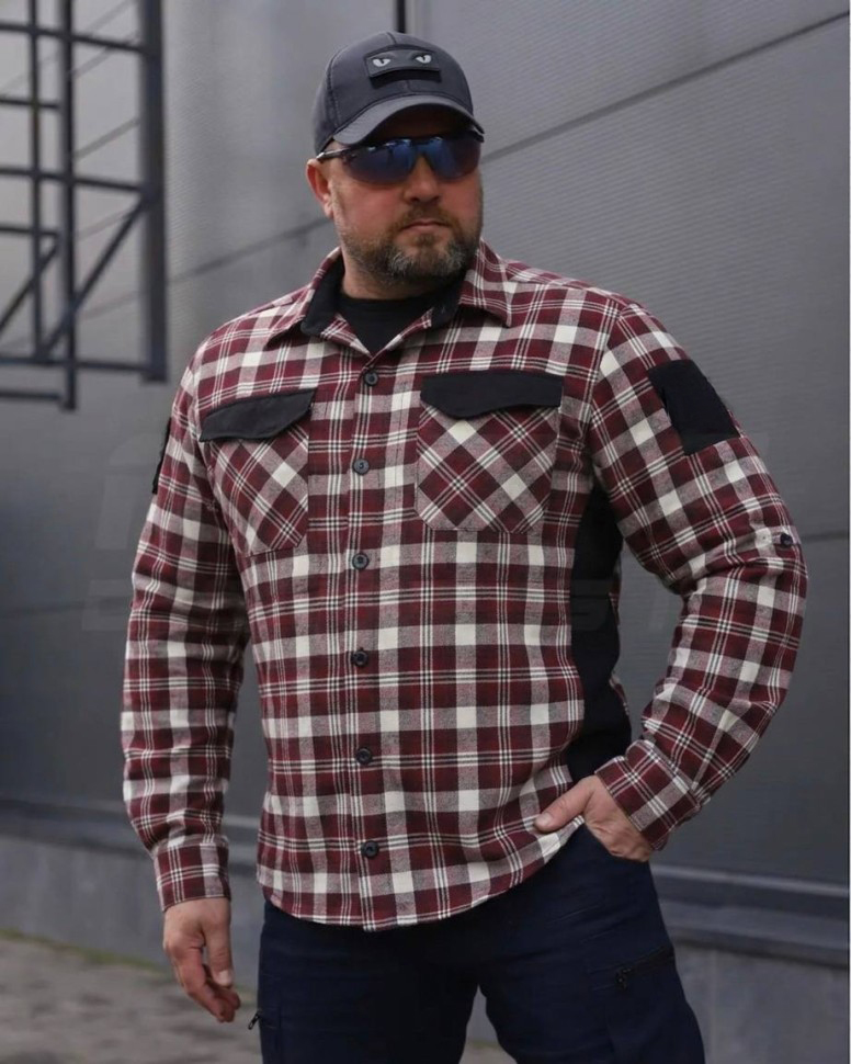 Тактическая рубашка Vik-Tailor с липучкой Velcro, Burgundy, 56-58/4 — 2